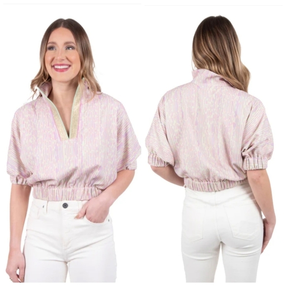 Emily McCarthy Womens Small Pastel Highlighter Stripe Poppy Crop Top        #149 - Picture 1 of 10